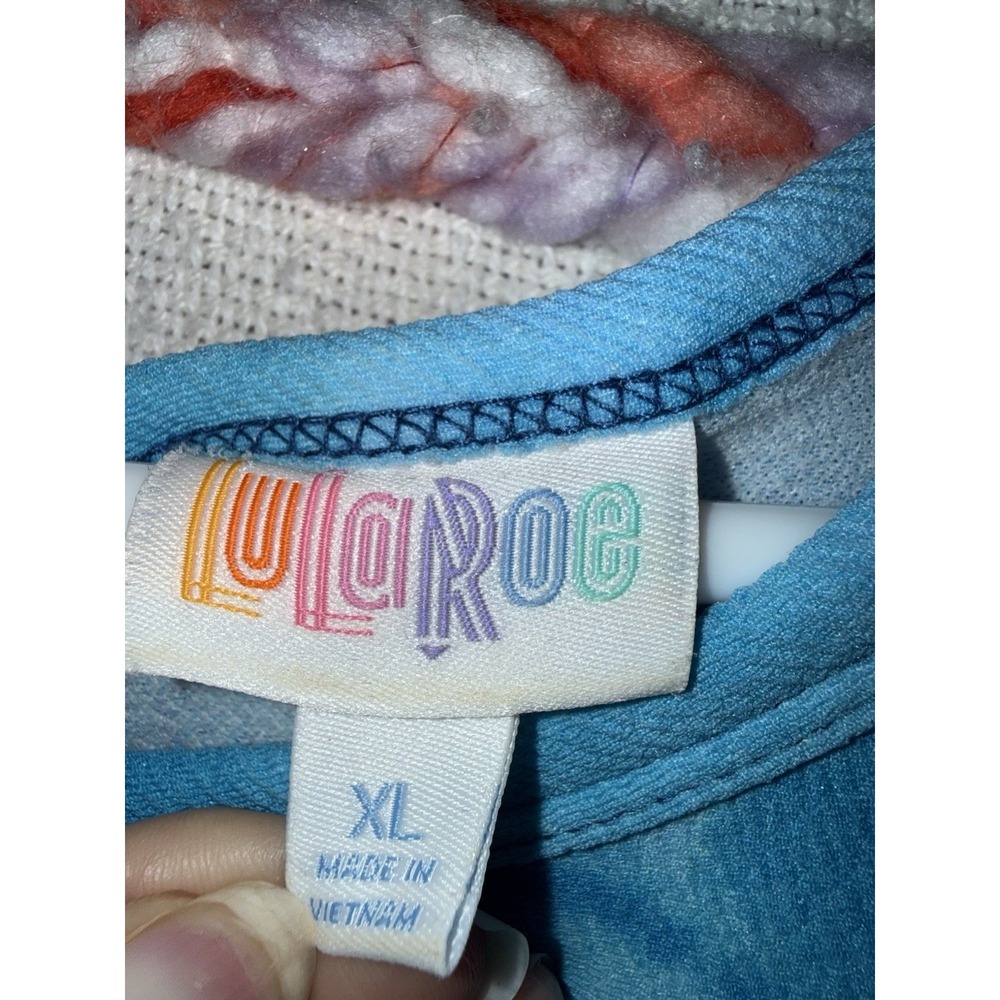 LulaRoe XL Amelia Dress w/ Pockets Blue Tie Dye Paisley Floral Flower - Picture 5 of 8